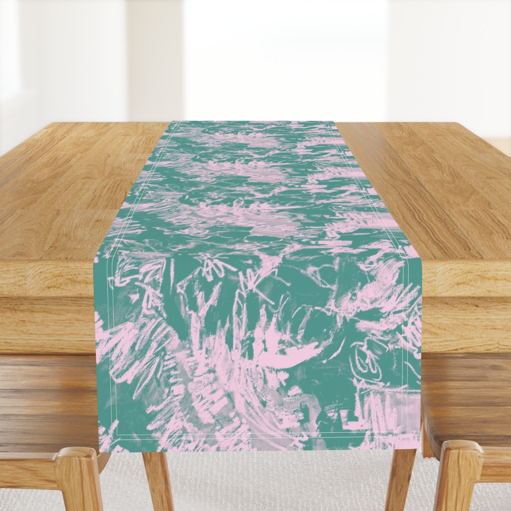 Green Silver Floral Abstract Oversize