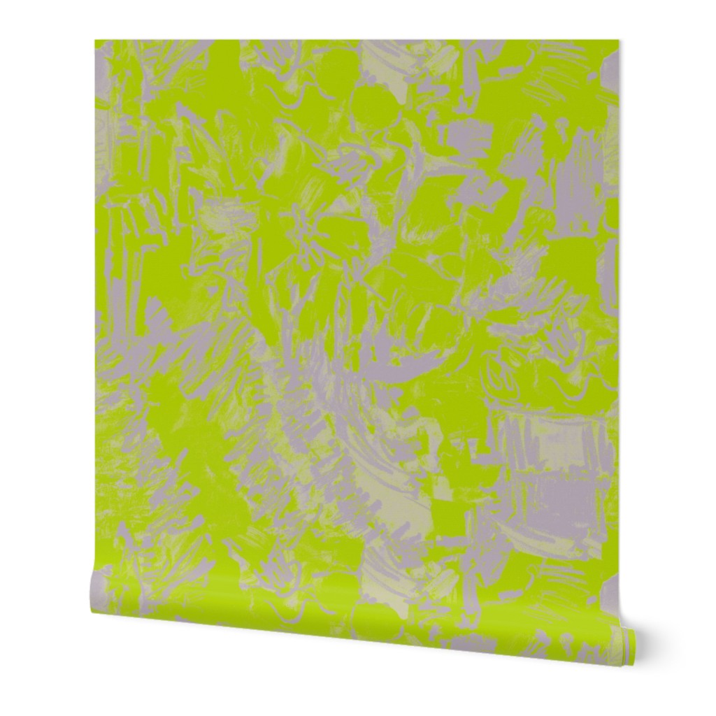 Green Silver Floral Abstract Oversize
