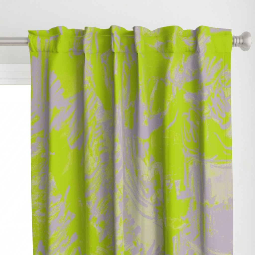 Green Silver Floral Abstract Oversize