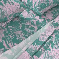 Green Silver Floral Abstract Oversize