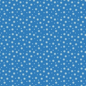 Winter Flurry 1  - Small/Tiny Snowflakes on Blue - Small Print