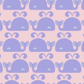 Whales - Pastel Cotton Candy Pink + Lilac + Seaglass