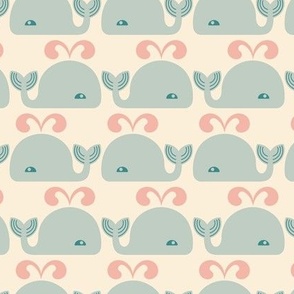 Whales - Pastel Pink + Duck Egg Blue