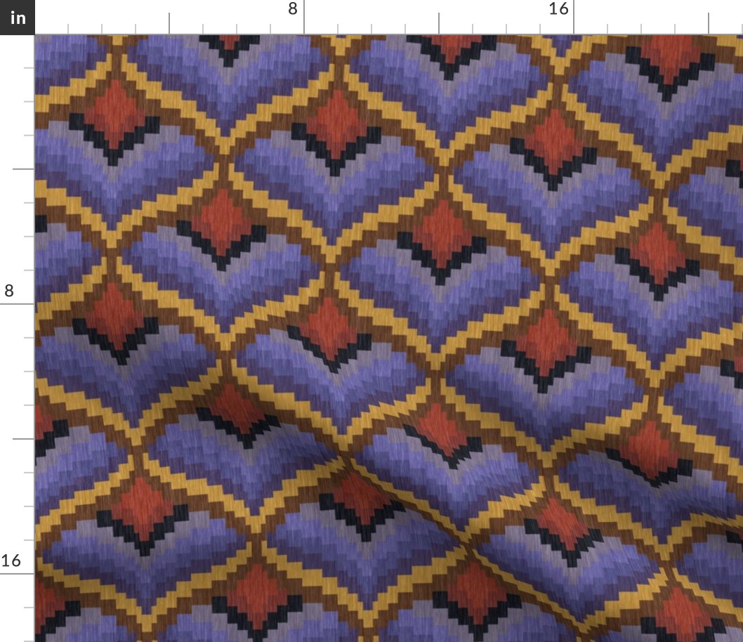 Bargello Heart in Purple and Gold