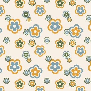 Flower Summer retro style on beige - small