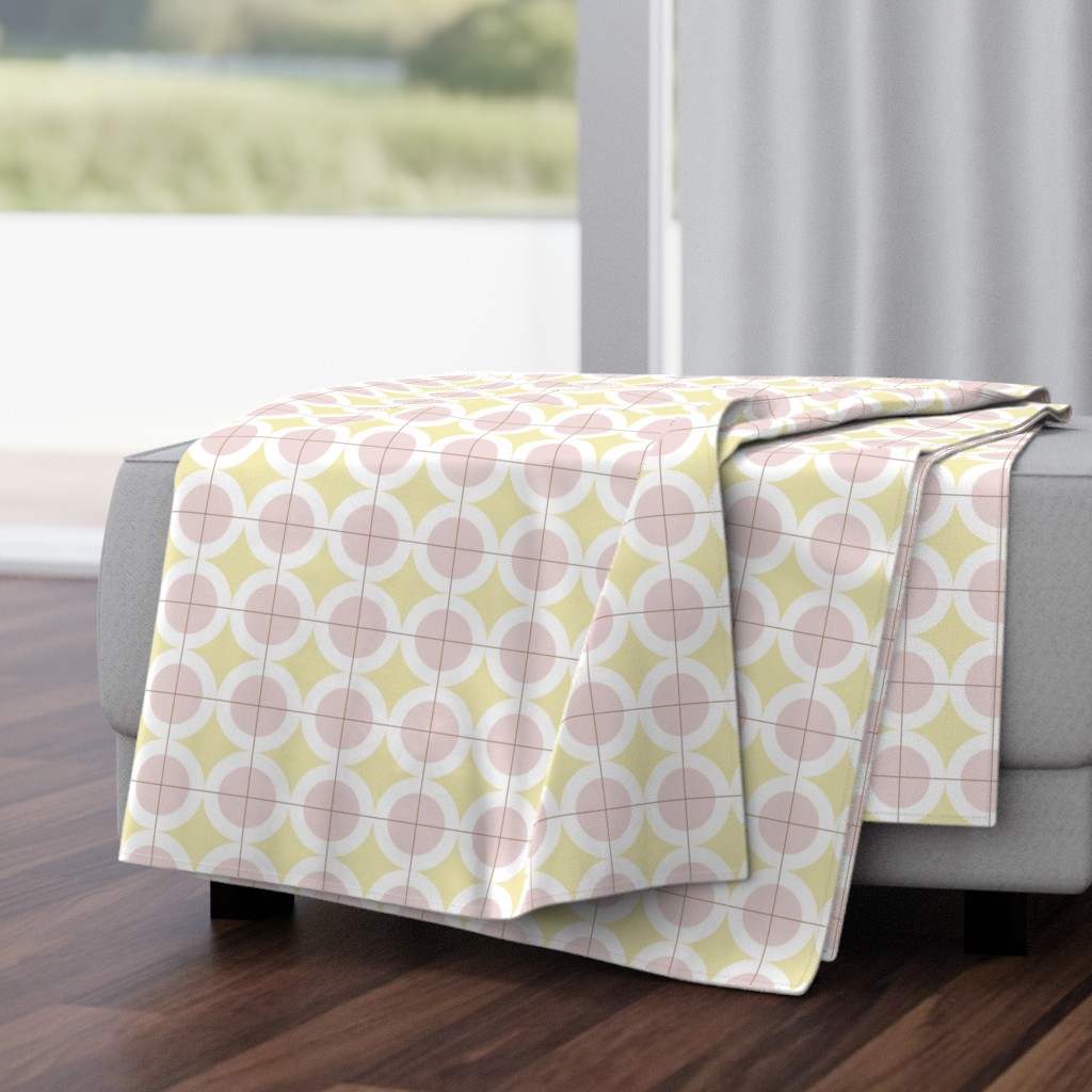 Piglet and butter hydraulic tile pattern - pink on yellow