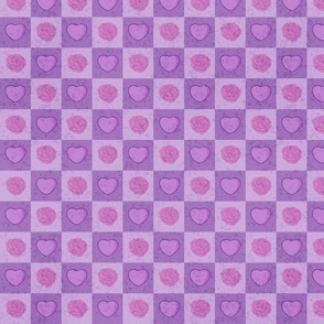 Wedding Hearts & Roses Checkerboard - Purple