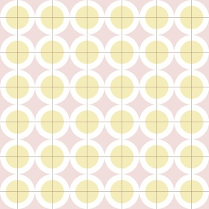 piglet and butter tile pattern 2 - yellow circles on pink