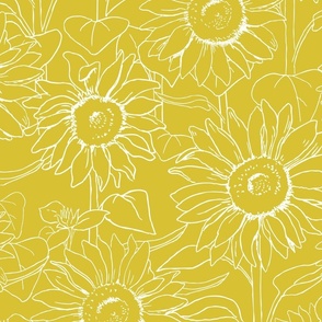 Sunflower wall on Yellow Green