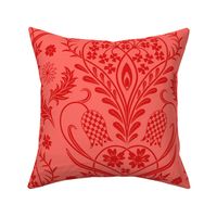 Art Nouveau fritillary acanthus damask XL wallpaper scale in poppy red by Pippa Shaw