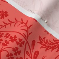 Art Nouveau fritillary acanthus damask wallpaper scale in poppy red by Pippa Shaw