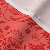 Art Nouveau fritillary acanthus damask large scale in poppy red by Pippa Shaw