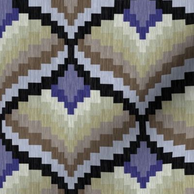 Bargello Heart in Lavender Blue and Beige