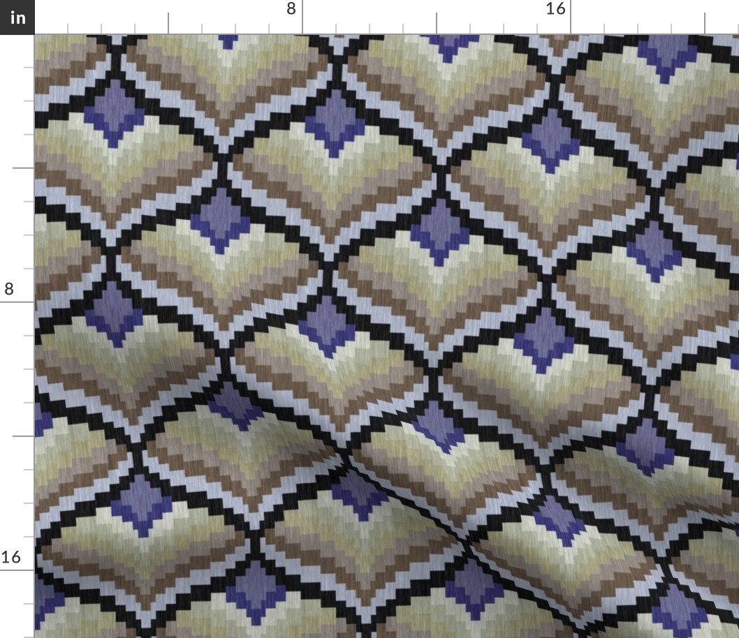 Bargello Heart in Lavender Blue and Beige