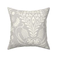 Art Nouveau fritillary acanthus damask XL wallpaper scale grey by Pippa Shaw