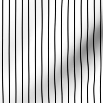 Classic Half Inch Black Pinstripe on  White 