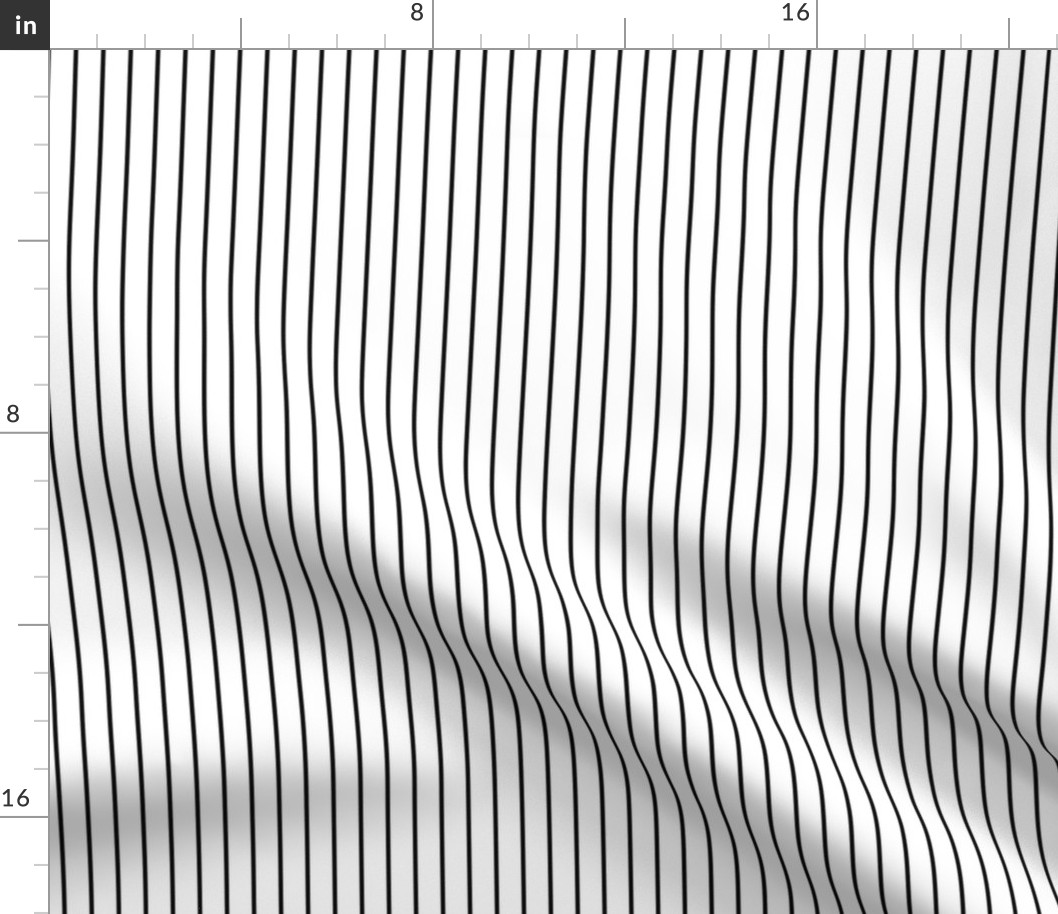 Classic Half Inch Black Pinstripe on  White 