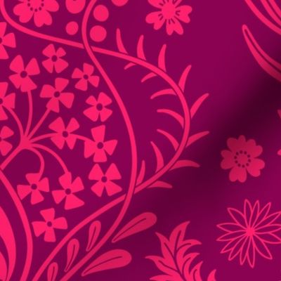 Art Nouveau fritillary acanthus damask XL wallpaper scale in burgundy by Pippa Shaw