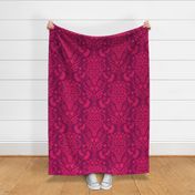 Art Nouveau fritillary acanthus damask XL wallpaper scale in burgundy by Pippa Shaw