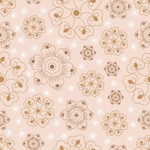 Neutral Botanical Florals - Earth Tone Wallpaper- Monochrome Light Warm Neutral- Blush- Beige