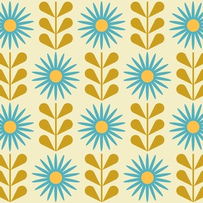 Retro sunshine floral pattern