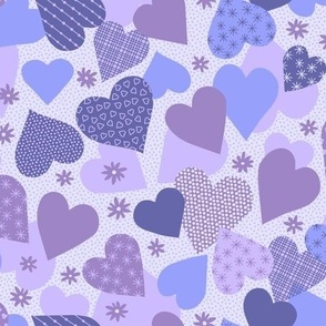 Med // Hearts Everywhere in Purple on Light