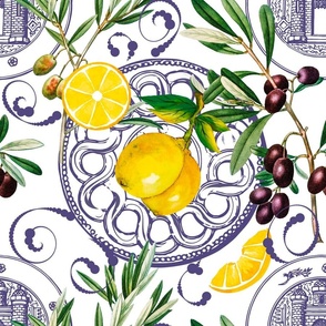 Mediterranean,Tuscan style,lemons,olives pattern 