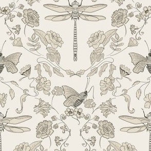 Neutral Botanicals with dragonfly and butterfly