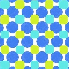 PAINTED CHECKERBOARD BLUE LIME