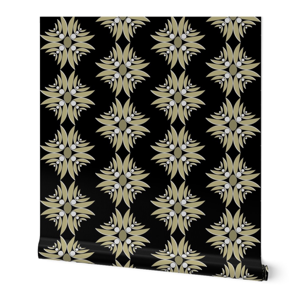 Ethnic Floral Cross in Black