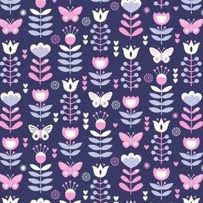 Small // Cozy-Florals - Dark Purple, Pink, Lavender