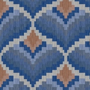 Bargello Heart in Soft Blues and Peachy Beige