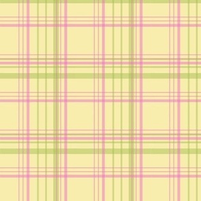 Bunny Trail Plaid pink/green on yellow