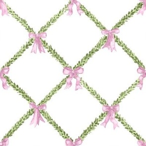 Bridgitte Boxwood Garland Pink Bows
