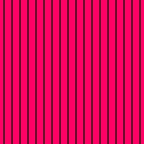 Classic wider 1 Inch Black Pinstripe on a Bright Hot Pink Background