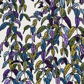 Natural Leaf Vine in Blues, Purples and Yellows