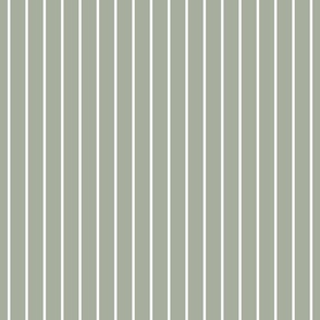 Classic wider 1 Inch White Pinstripe on a Desert Sage Grey Green Background