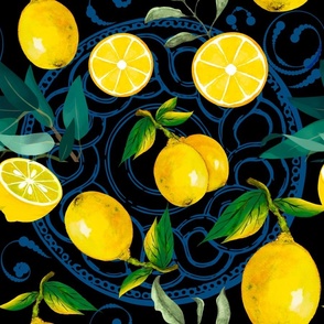  Mediterranean,Italian style,citrus,lemons,majolica pattern 