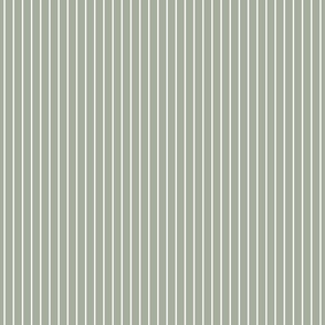 Classic 1/2 Inch White Pinstripe on a Desert Sage Grey Green Background