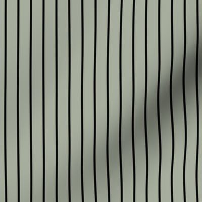Classic 1/2 Inch Black Pinstripe on a Desert Sage Grey Green Background