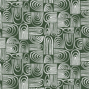 Medium // Brush stroke geometric arches // green