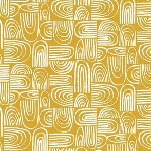 Medium // Brush stroke geometric arches // gold yellow