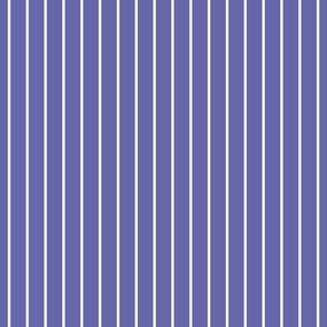 Classic wider 1 Inch White Pinstripe on a Very Periwinkle Purple Blue Background