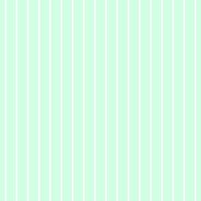 Classic wider 1 Inch White Pinstripe on a Summer Mint Green Background