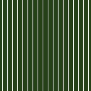 Classic wider 1 Inch White Pinstripe on a Dark Forest Green Background