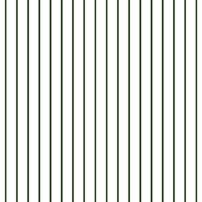 Classic wider 1 Inch Dark Forest Green Pinstripe on a White Background