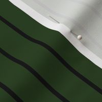 Classic wider 1 Inch Black Pinstripe on a Dark Forest Green Background