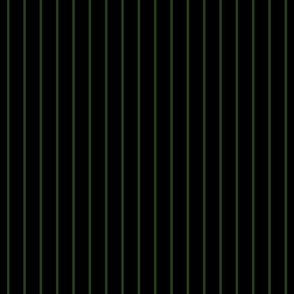 Classic wider 1 Inch Dark Forest Green Pinstripe on a Black Background