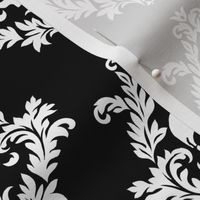 White Damask on black background 