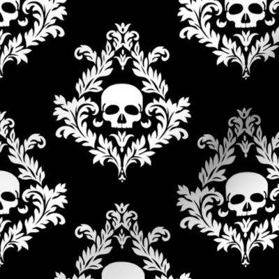 White Damask on black background 